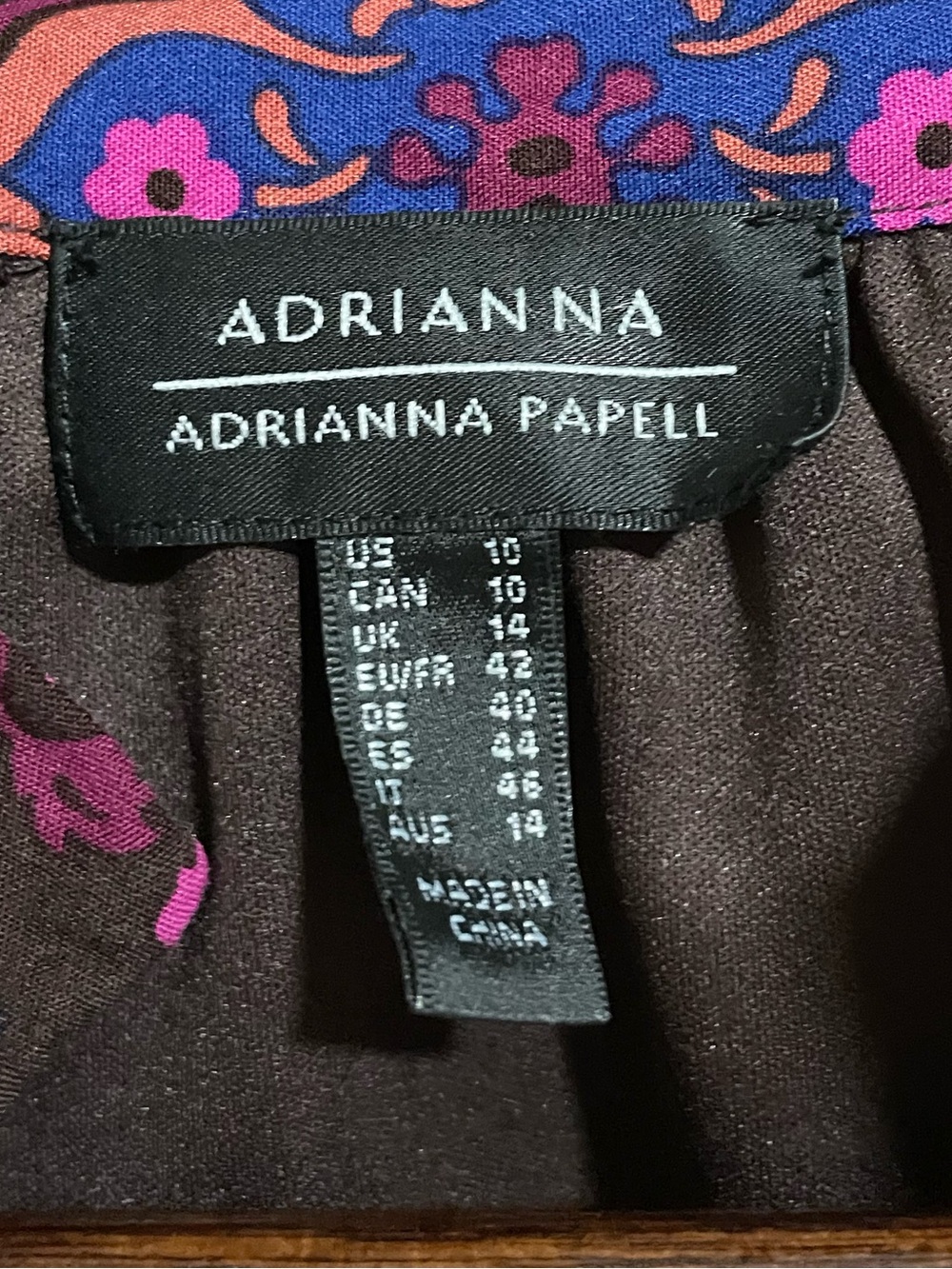 Adrianna Papell Brown Mini Dress with Pink & Blue Floral Print - Picture 5 of 8
